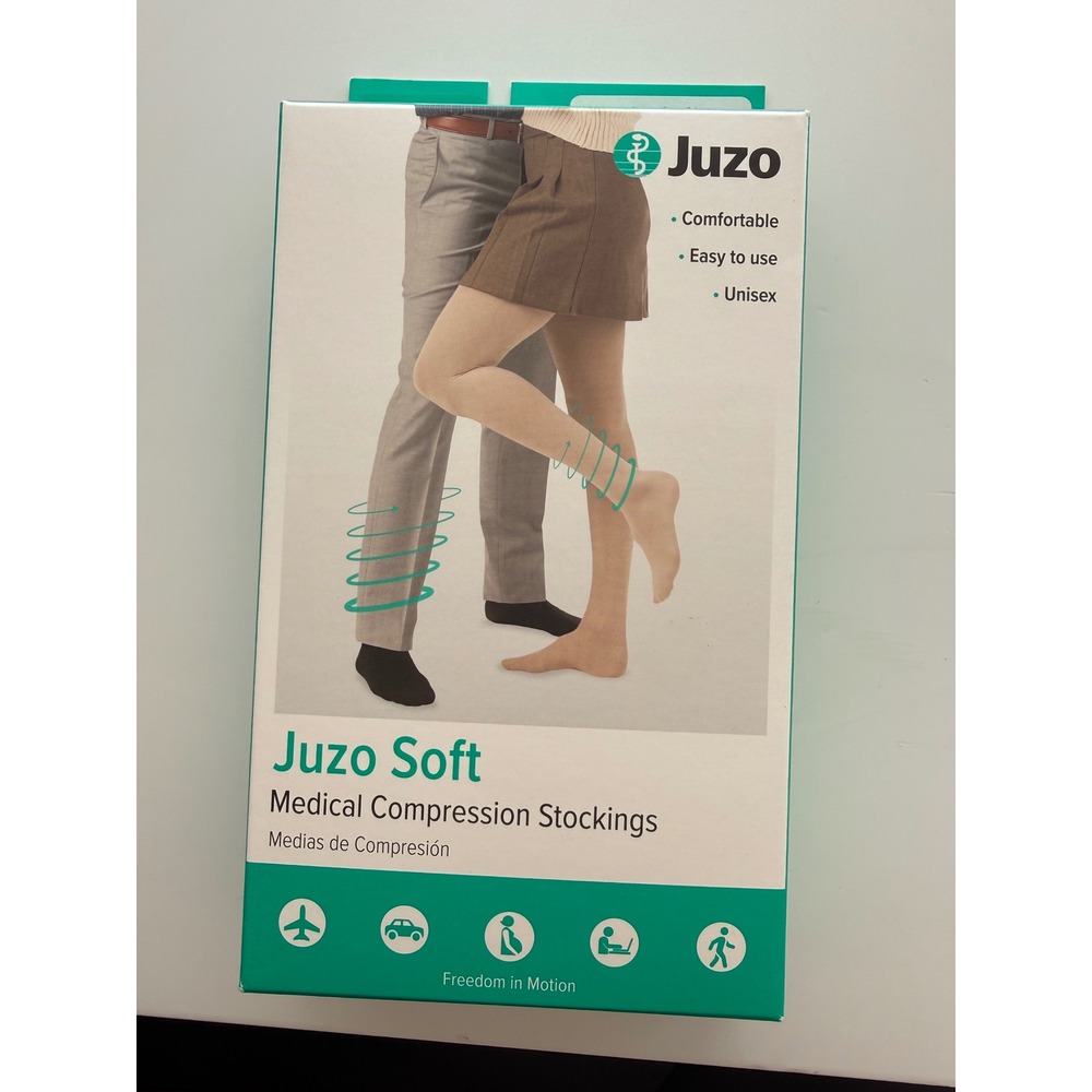 Juzo Soft Compression Stockings Thigh High 20-30mmHg Beige Open Toe Size II 2001 - Picture 2 of 5